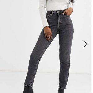 Topshop Premium Mom jeans in Washed Black